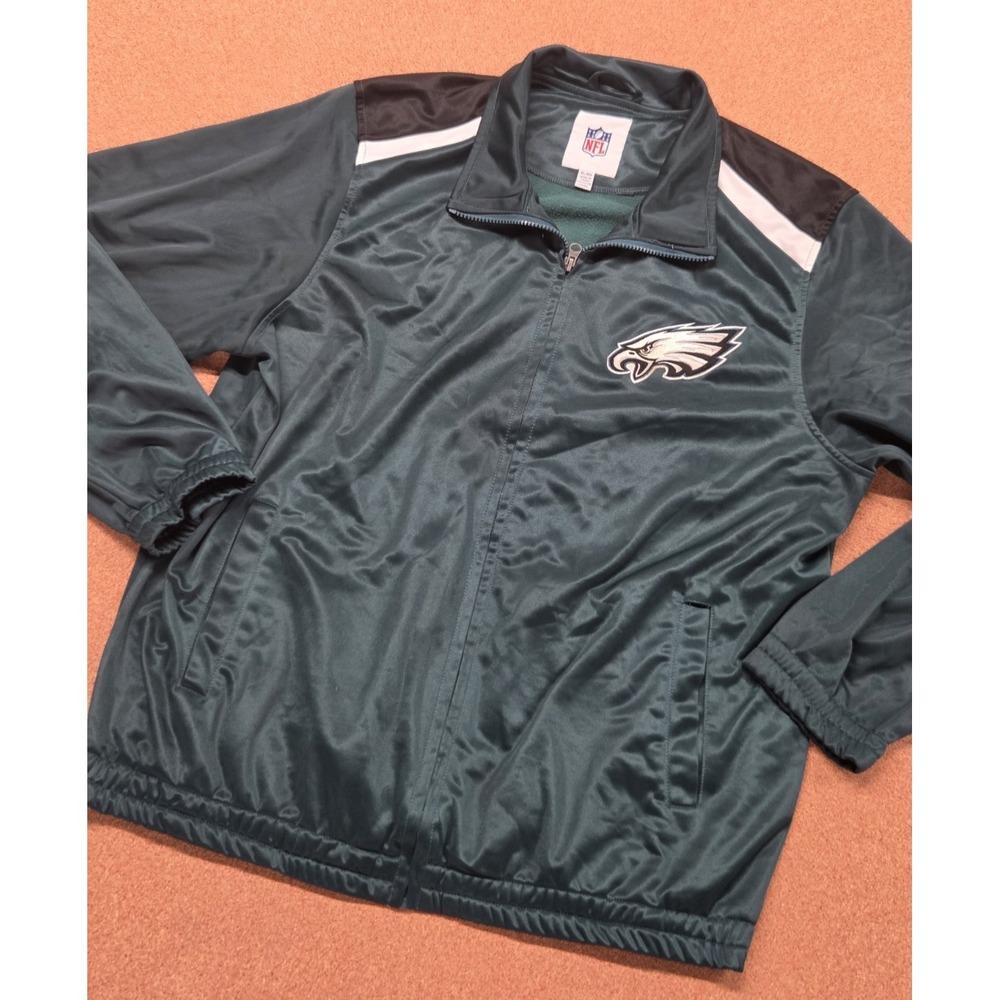 Philadelphia Eagles Football Full Zip Track Jacket Sz XL Green Black White NFL